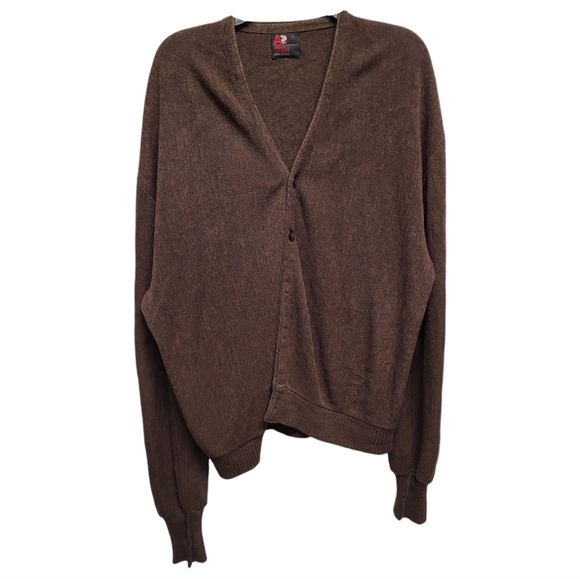 Arnold Palmer Rich Chocolate Brown Knit Cardigan Sweater - Size XL - Picture 1 of 6